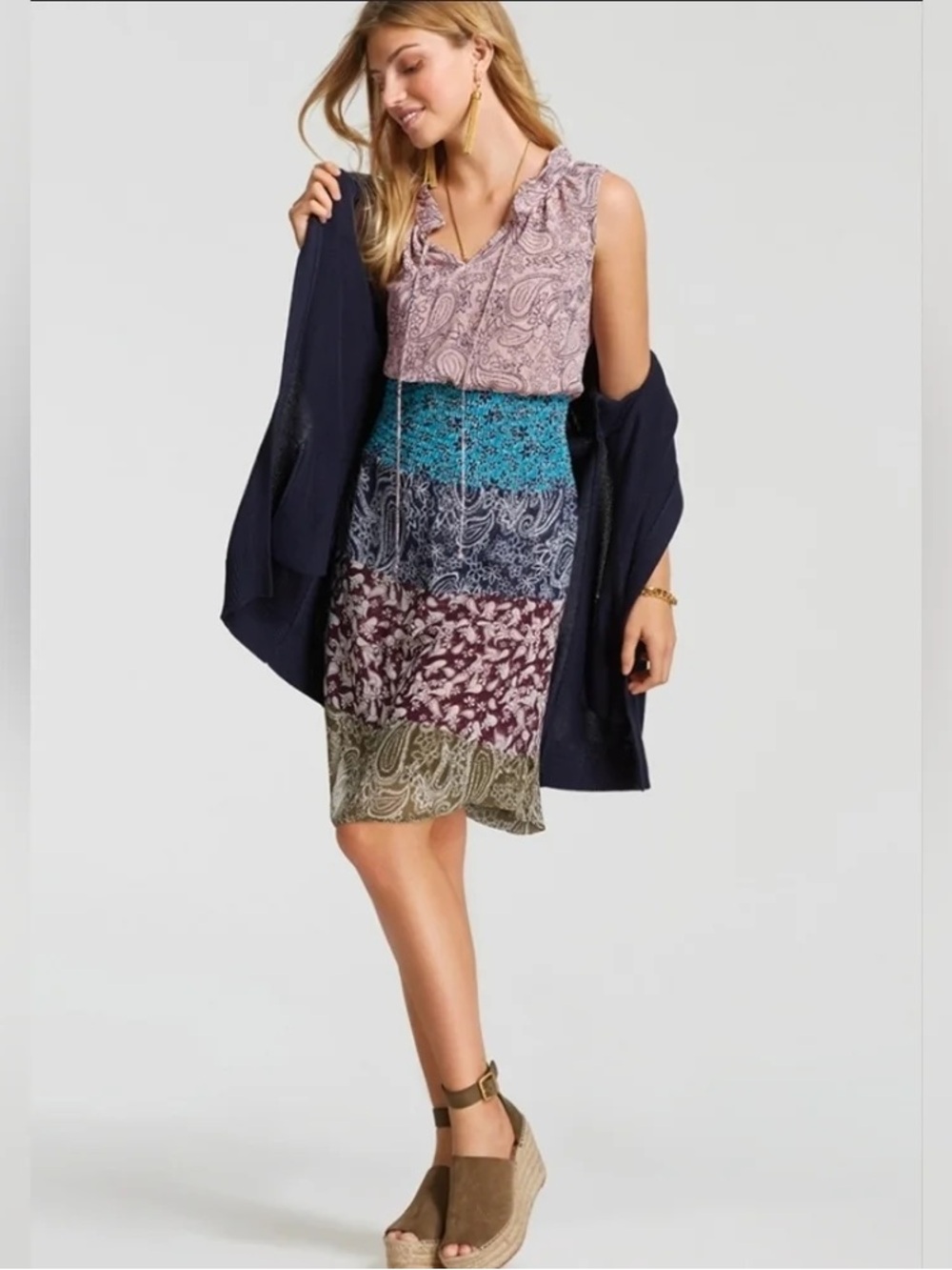 CAbi Dani Paisley Smocked Waist Dress S Style 5371
